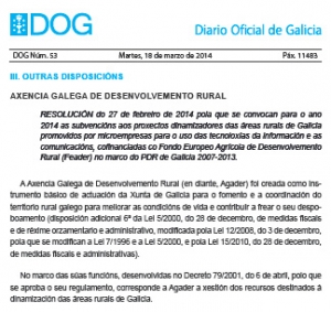 Convocadas las ayudas para el ao 2014 para uso de TIC en microempresas de reas rurales de Galicia.